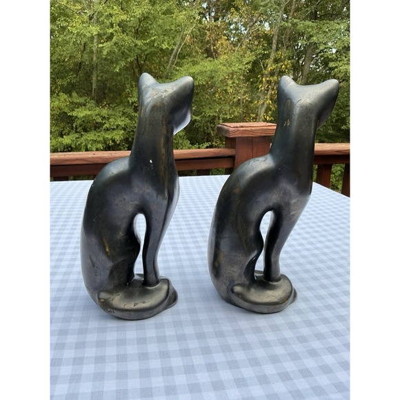 Set Of 2 MCM Ceramic Siamese‎ Cats Figurines Hand Made - Picture 2 of 6